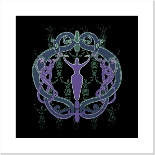 Celtic Goddess Symbol Ultraviolet Green Wall Art by MalarkeyPie